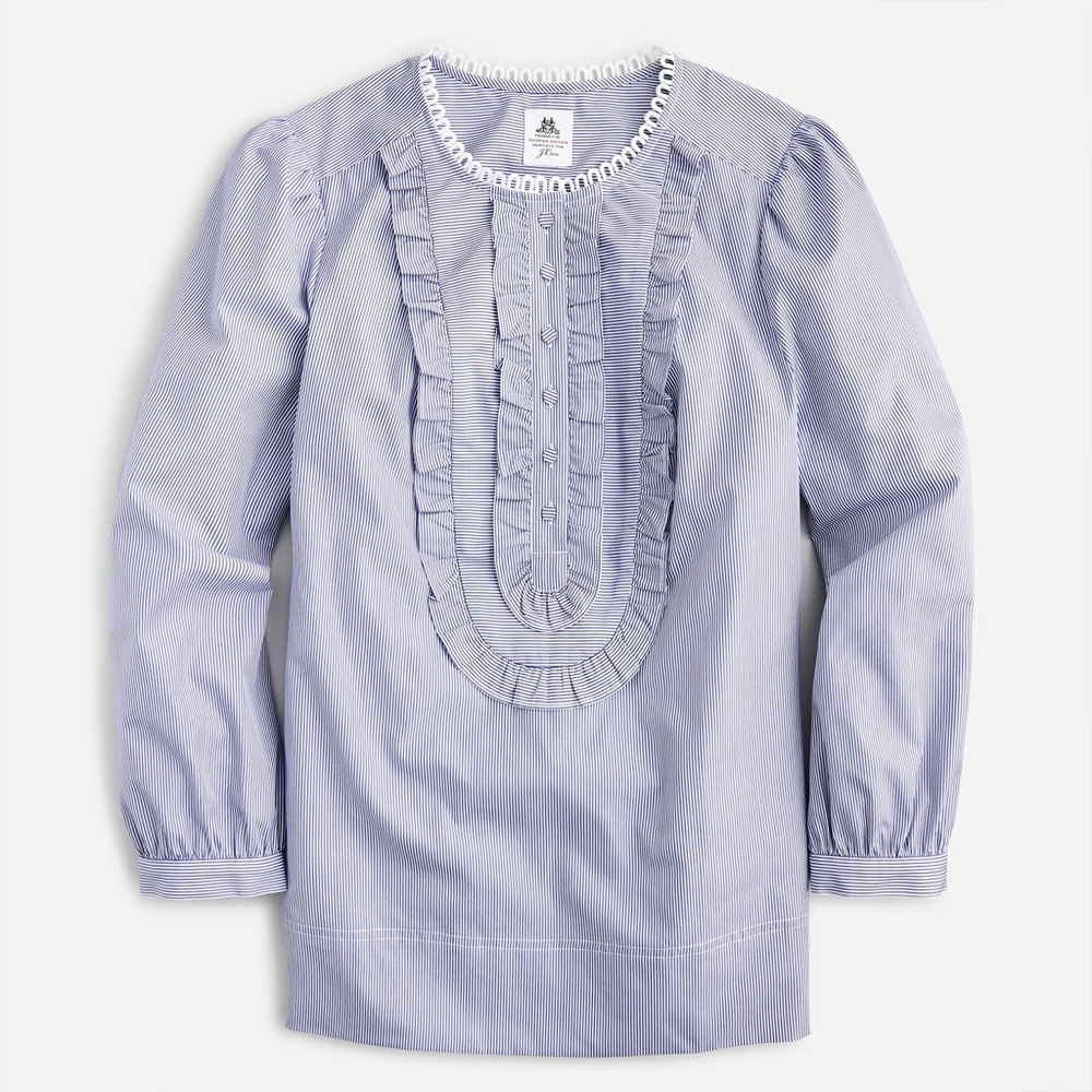 Thomas Mason® for J.Crew ruffle-front top in stripe Size XS
